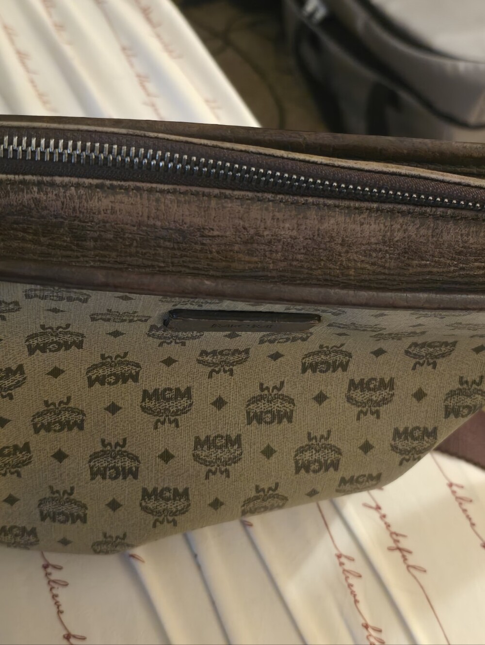 MCM AUTHENTIC Dark Brown Monogram Crossbody Messenger Bag-EUC! - Picture 16 of 16